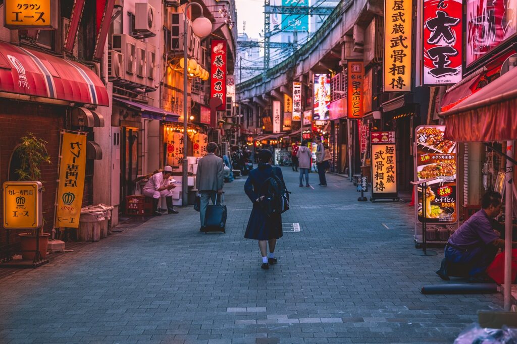 woman, japan, street